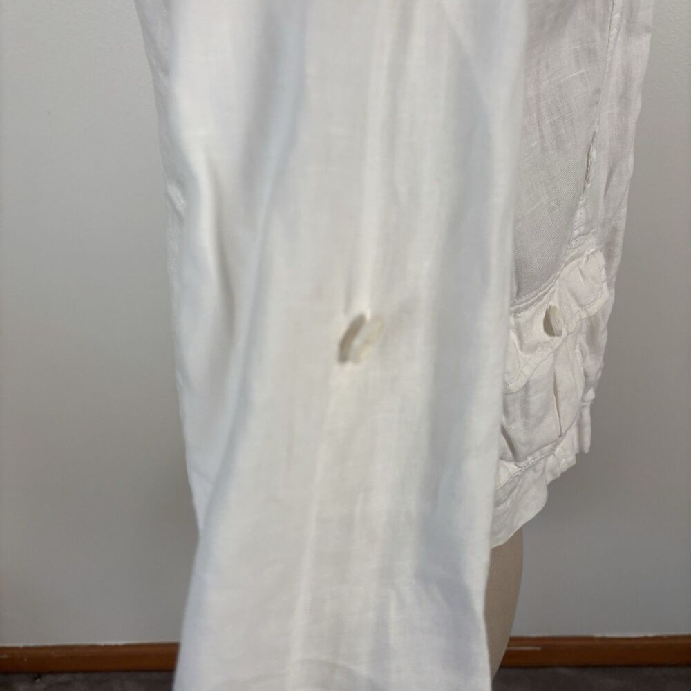Ann Taylor Loft Womens S White Utility 100% Linen Button Front Jacket Top - Picture 4 of 8